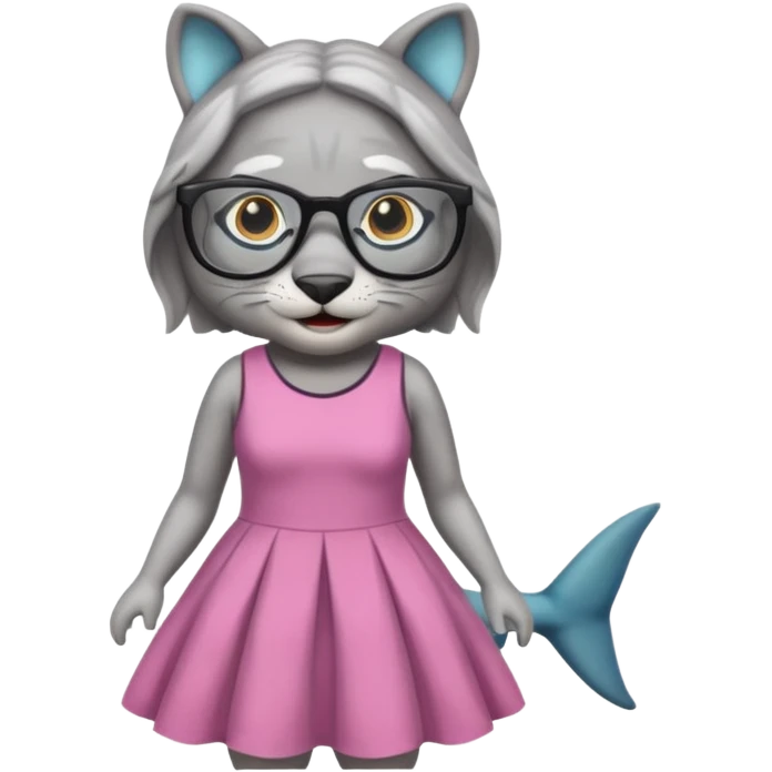 create me a slack emoji of a very old tiger shark, dressed like an old lady, with grey hair and glasses emoji