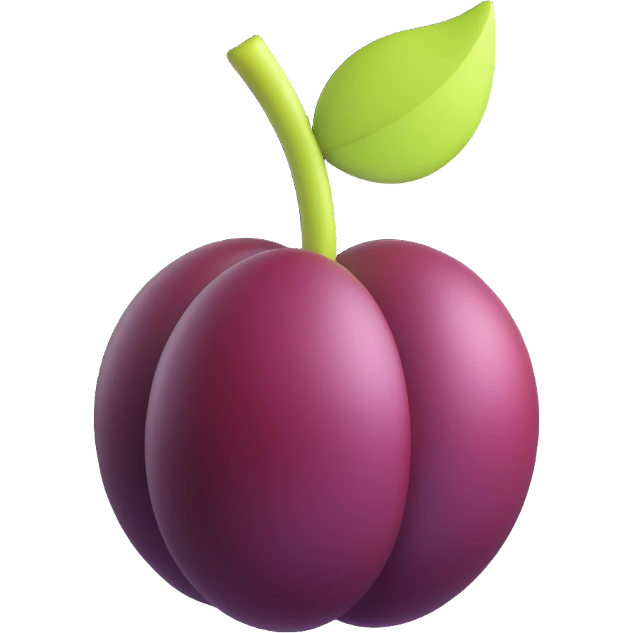 3D emoji style, plum fruit, three-dimensional and lively, no expression emoji