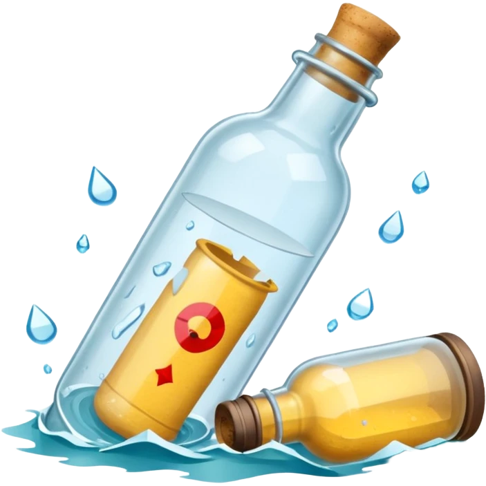 A sea Message Bottle, broken emoji
