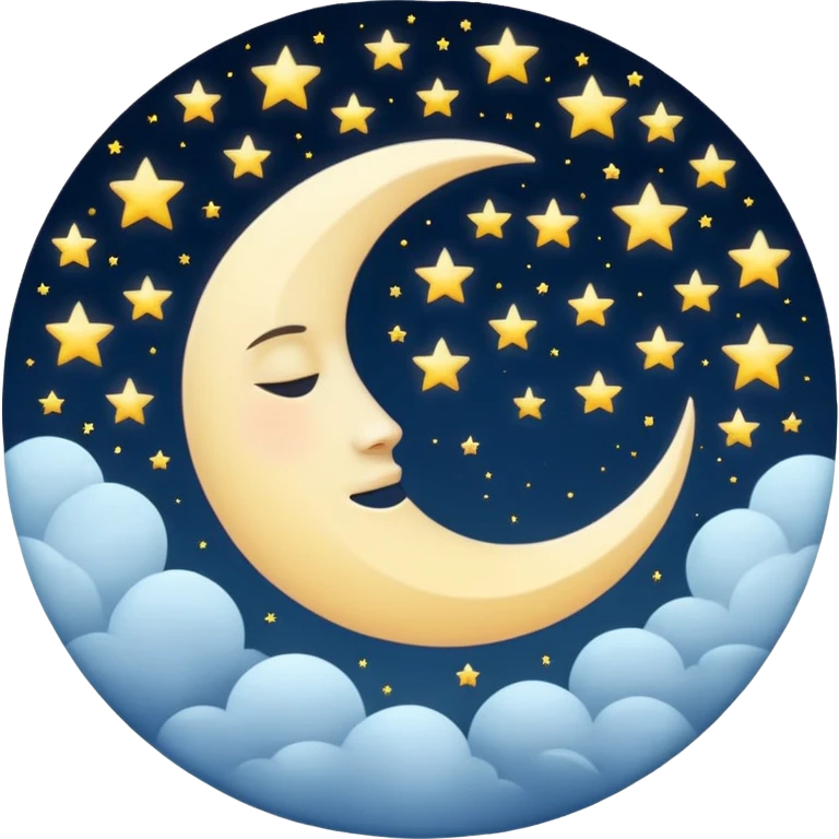tranquil night sky, moon and twinkling stars, circular emoji avatar, moon without any face emoji