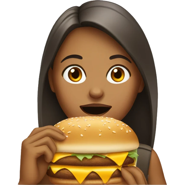 Tan girl eating McDonald’s  emoji