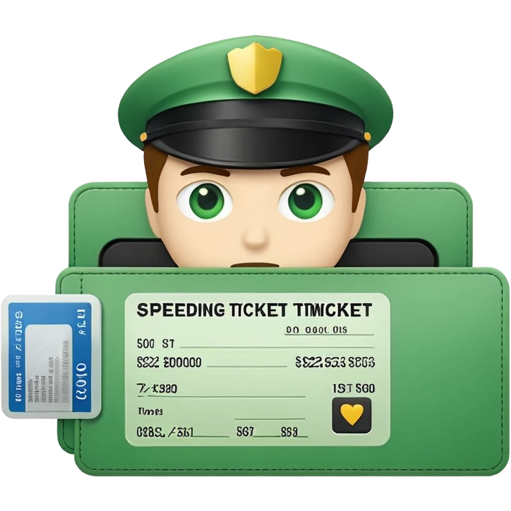 speeding fine, green emoji