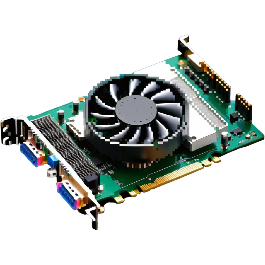 video graphics card with heatsink and display ports emoji