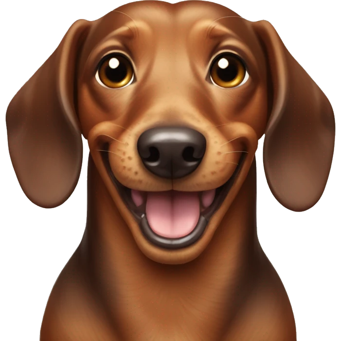 Grinning dachshund with visible teeth emoji