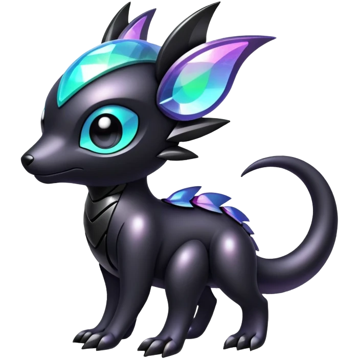 Modern futuristic Iridescent black dark fakemon-creature emoji
