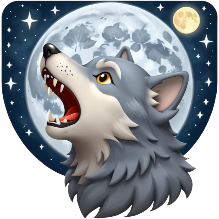Real wolf howling at the moon emoji