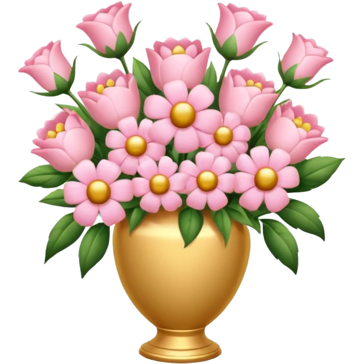 Pastel Pink Flowers Bouquet Golden Huge In a Vase emoji