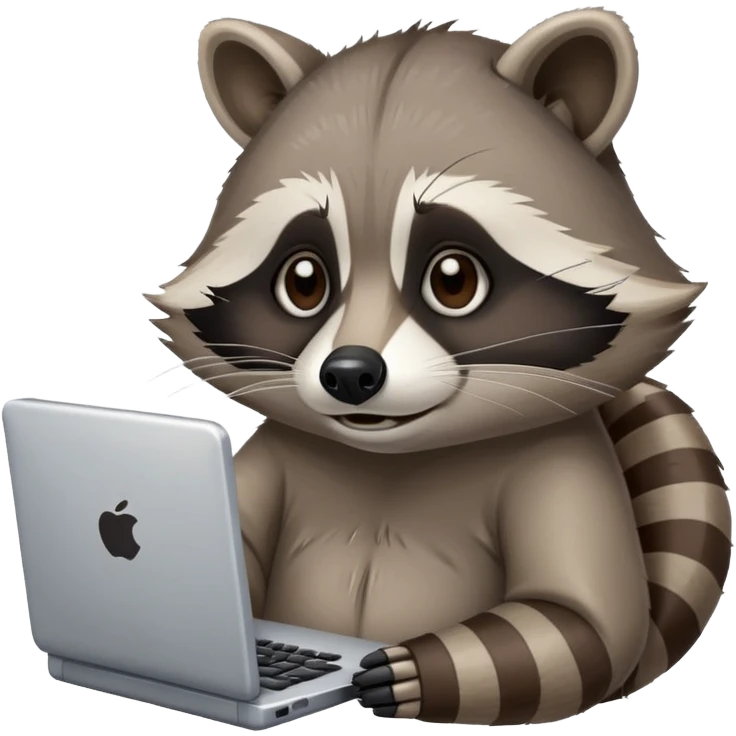 lazy raccoon sleepy￼ at computer emoji
