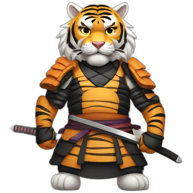 Tiger samurai with his arms crossed emoji