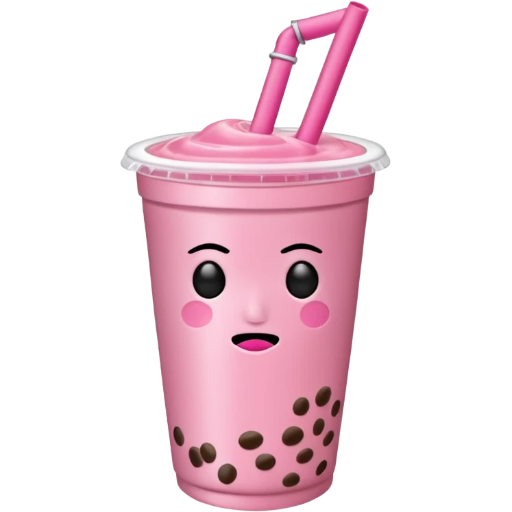 Pink boba drink without a face emoji