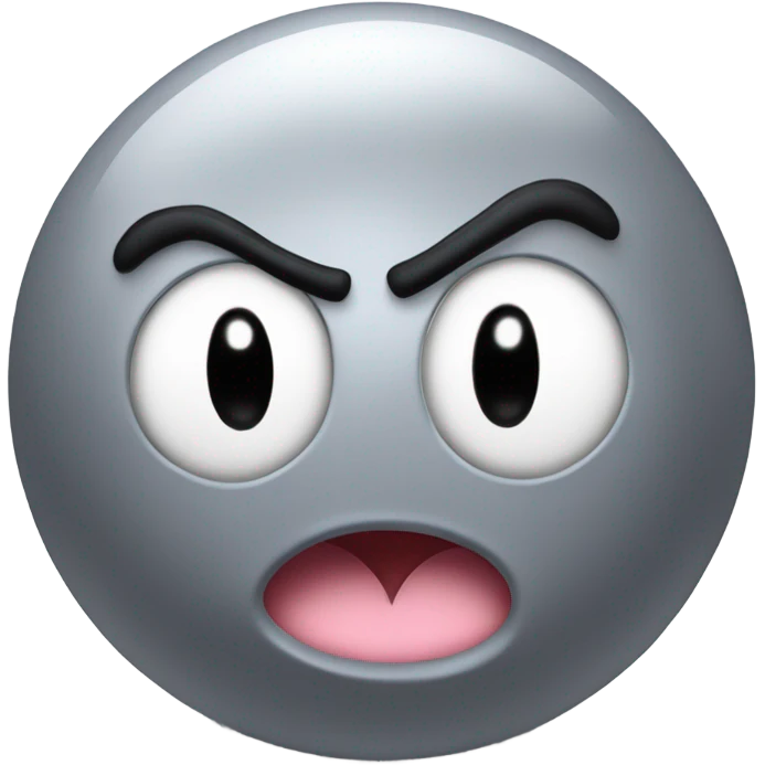 Metal cute mad Kirby bubble Gray ball driving on car wheels with mad eyebrows game emoji