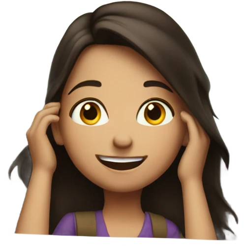 Brunette girl looking out of car  excited happy  emoji