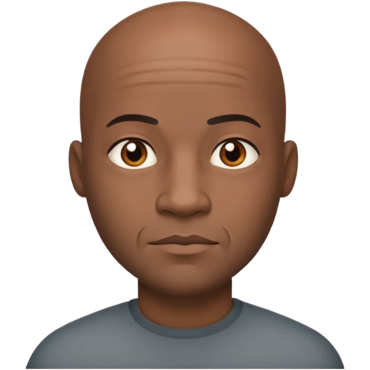 black bald man with strong and calm emoji