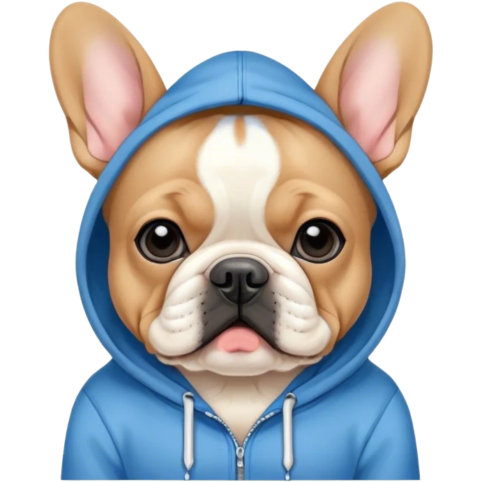 Tan French bulldog wearing a hoodie  emoji