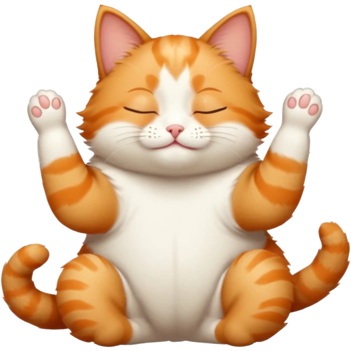 ginger and white small cat in funny positions upside down with eyes closed emoji