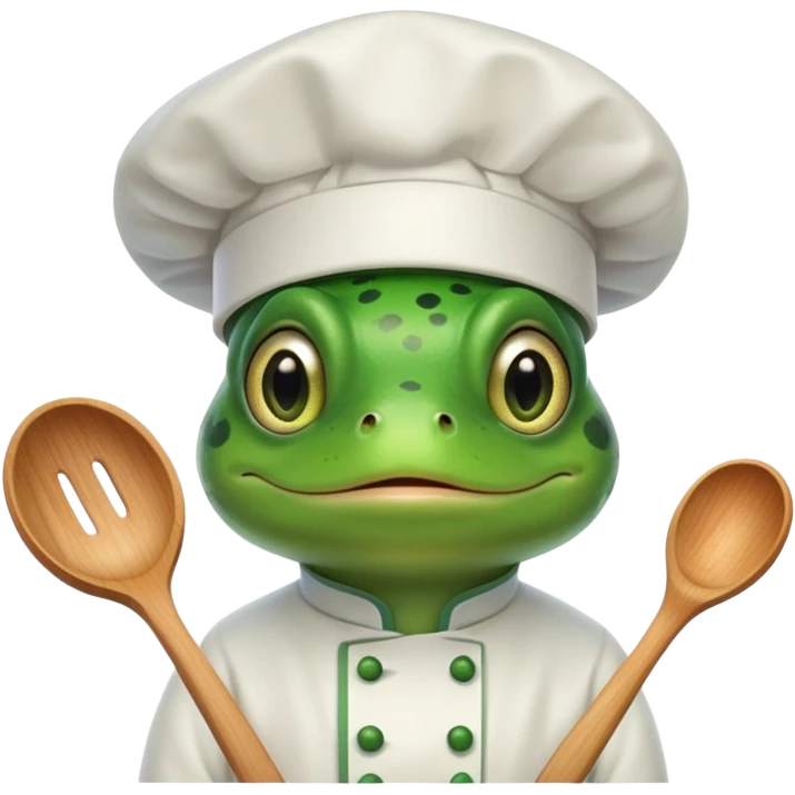 Pet frog with a chef hat cooking emoji