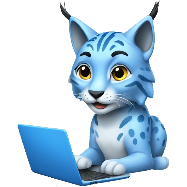 A blue lynx with a laptop emoji