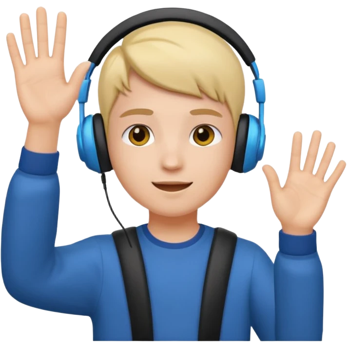 young student raising hand during a video call, online class emoji emoji