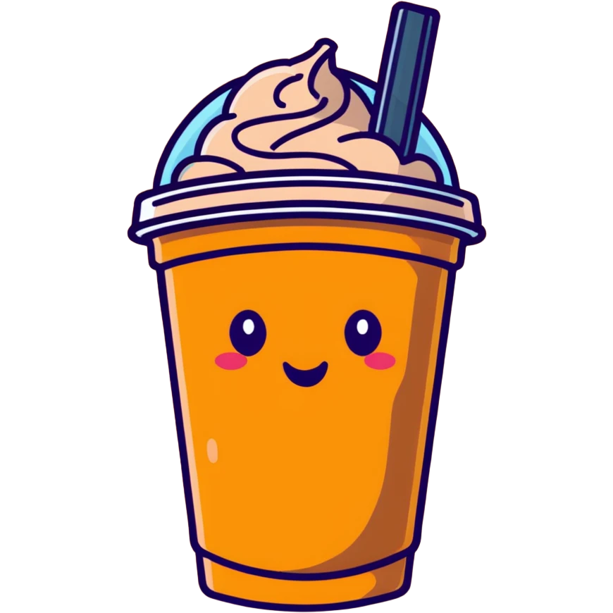 brown milk tea with a happy expression and boba pearls, different cup shape, soft mocha pastel tones, kawaii emoji