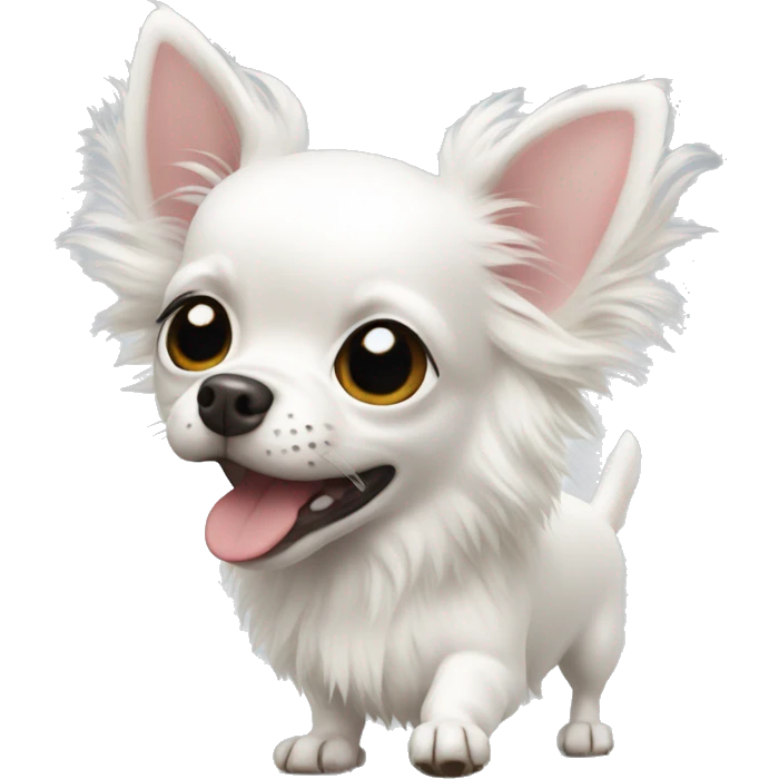 White long fur chihuahua playful emoji