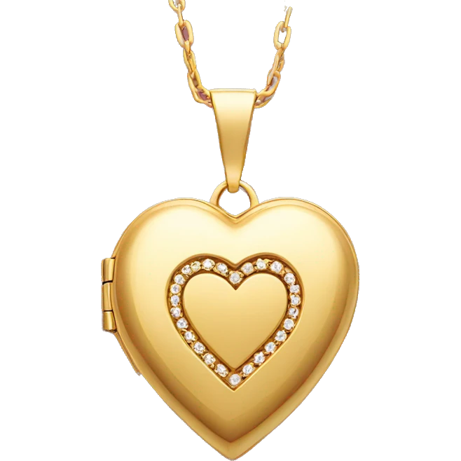 gold heart locket on necklace emoji
