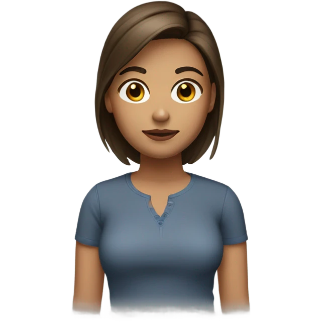young woman a little overweighted with medium straight brown hair and brown eyes with full lips emoji