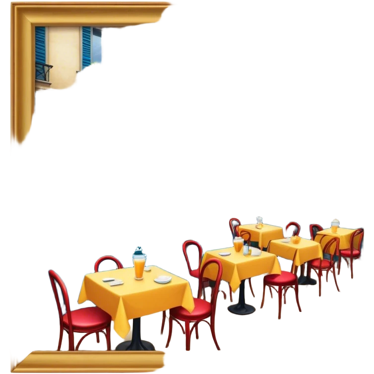 Cinematic Realistic Caf√© Culture Pop Culture Emoji, showcasing a vibrant French caf√© scene rendered with rich textures and warm, inviting lighting. emoji
