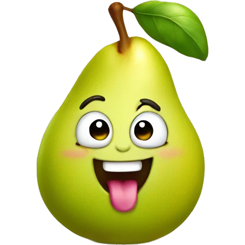 Cute happy pear with tongue emoji