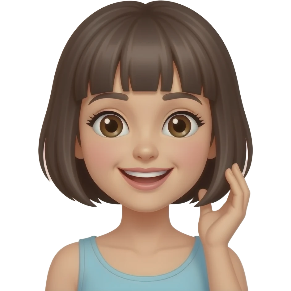 girl with short hair happy while drying hair emoji