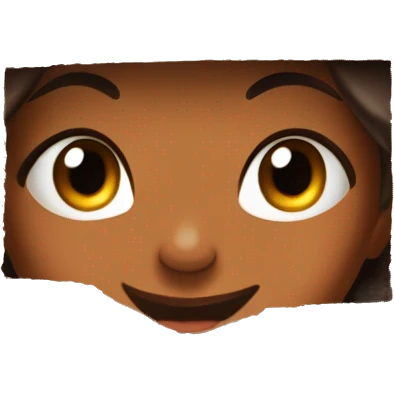 A beautiful brown skin woman with peeks cheerfully from an opening in a large cardboard box, her expression sad and the cartoon appear  emoji