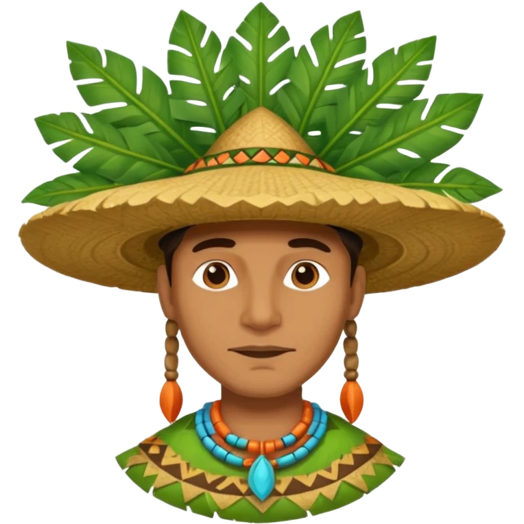 an surveyor man wearing a large leaf tribal hat emoji
