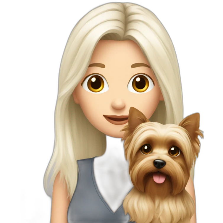 White-Lady-longhair-with-yorkie-on-hand emoji