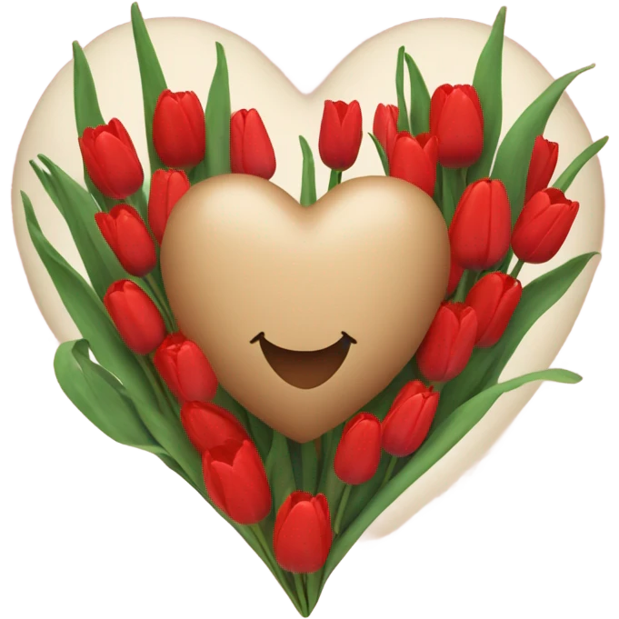 beige heart with tulips red emoji