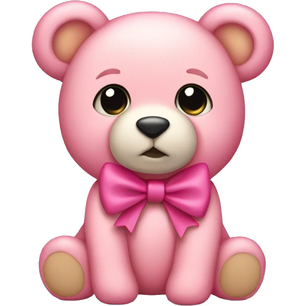 pink teddy bear with pink bow on ear emoji