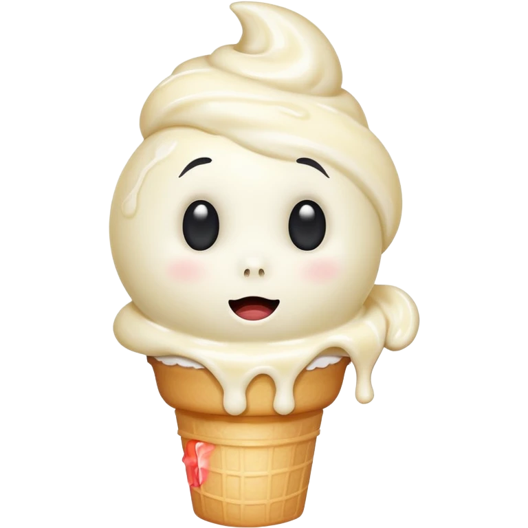 shy vanilla ghost with a swirl of vanilla ice cream emoji