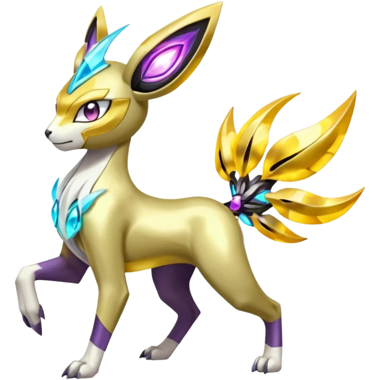 Colorful Futuristic Meloetta-Manectric-Solgaleo-Raikou-Pokémon-Digimon-Fakémon-fusion-hybrid-creature emoji