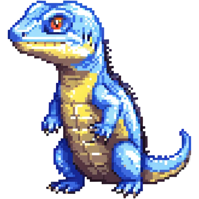 blue tongue lizard, pixel art style emoji