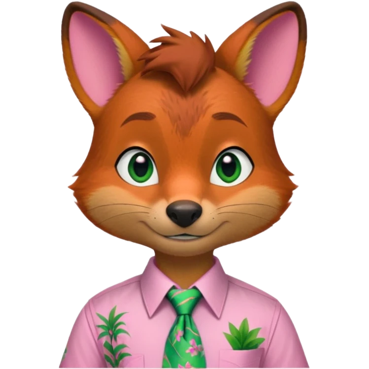Nick Wilde with a pink Hawaii shirt and green hawaii tie from the Zootopia Disney movie emoji