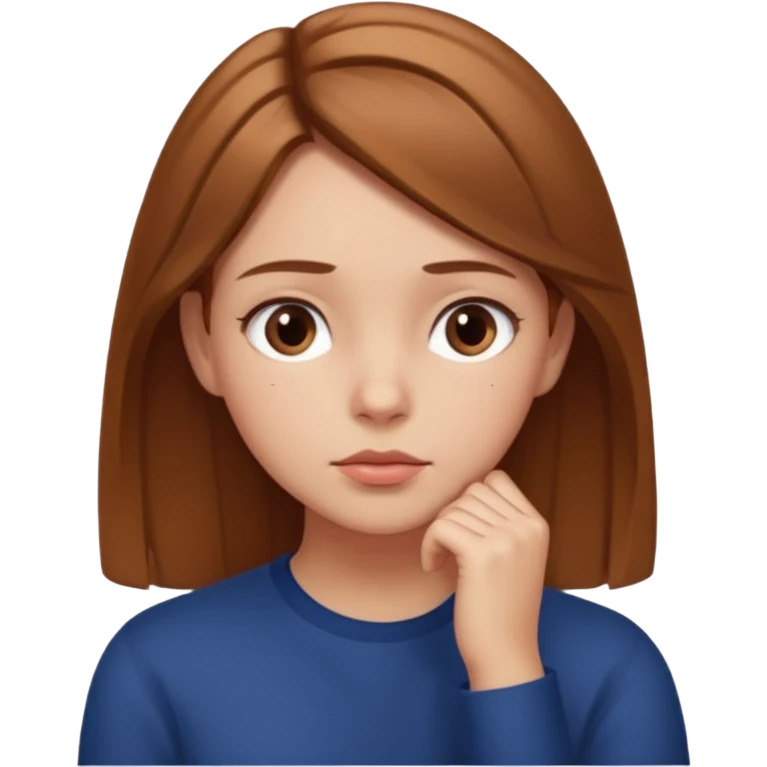Cewe Overthinker rambut krem tangannya di dagu lagi mikir emoji