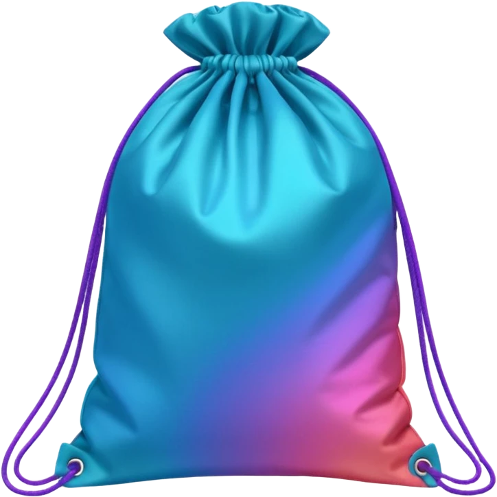 coins  pack in gradient of turquoise, blue, pink, purple, and coral color in bag emoji