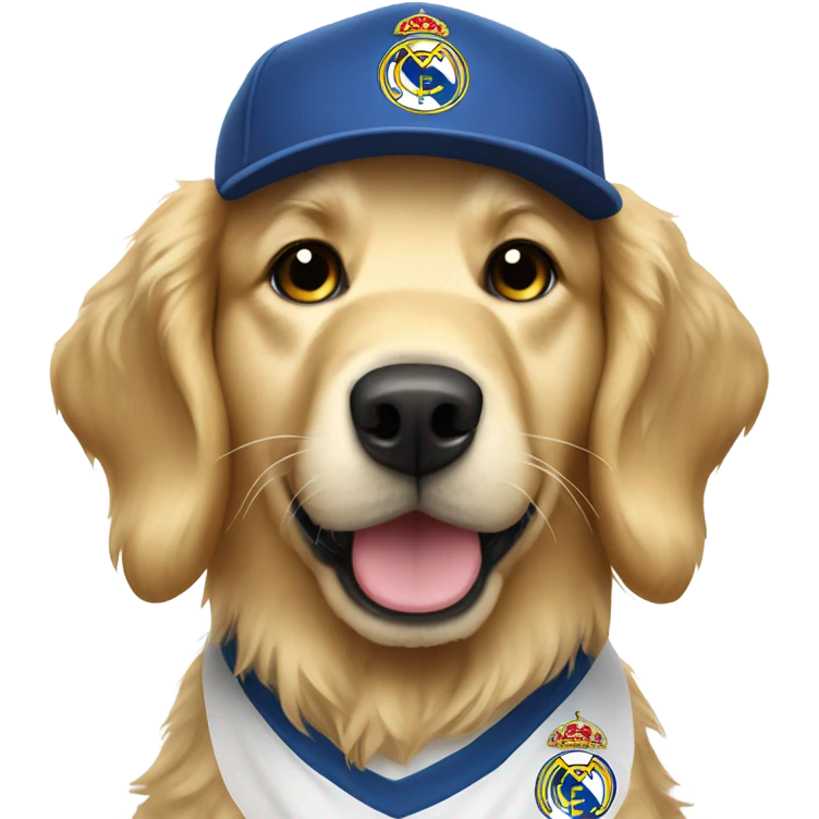 golden retriever in Real Madrid jersey emoji
