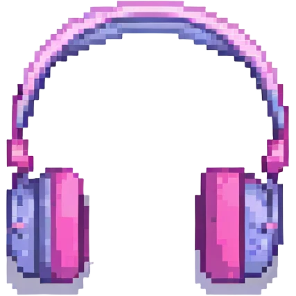 pink headphones pixel art style emoji