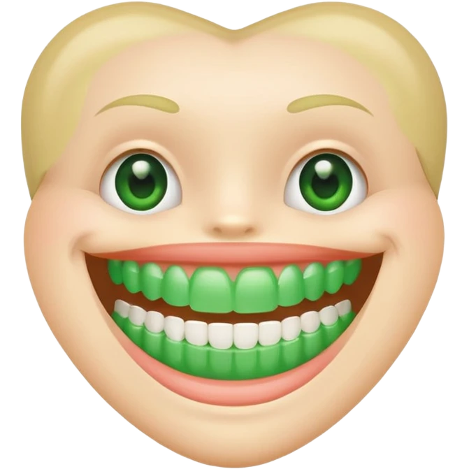 teeth with bright green braces emoji