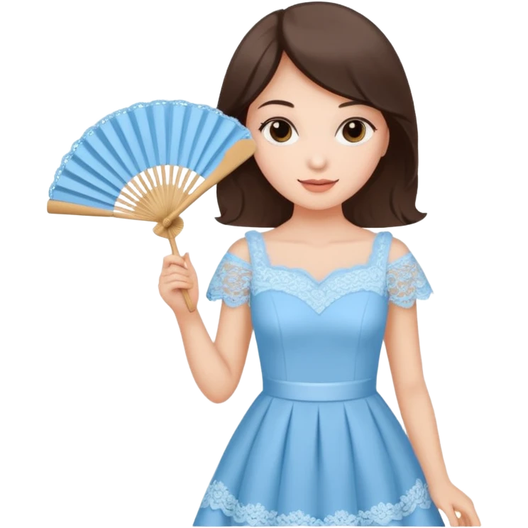 pastel blue holding fan with lace emoji