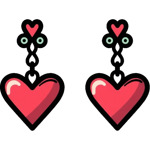 cute heart-shaped earrings with decorative elements emoji