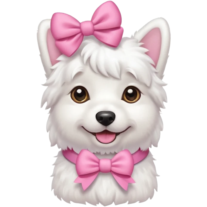 White dog with pink bows  emoji