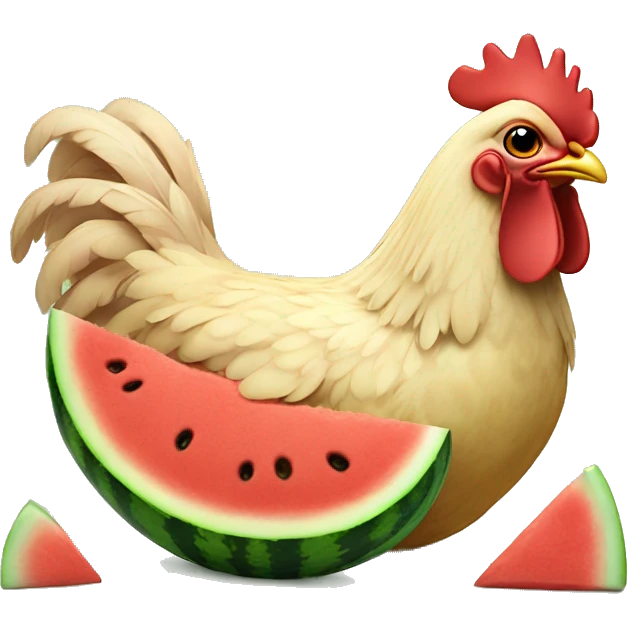 chicken laying watermelon emoji