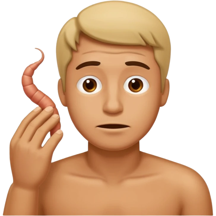 A sad man doing the worm emoji