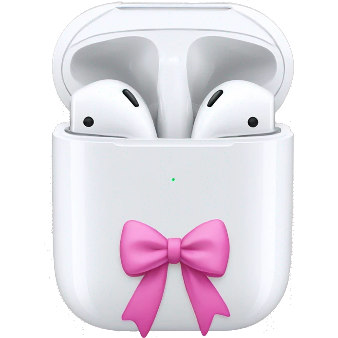 AirPods with a pink bow emoji