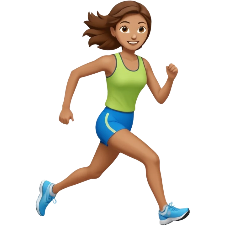 Naked woman with brown hair running emoji